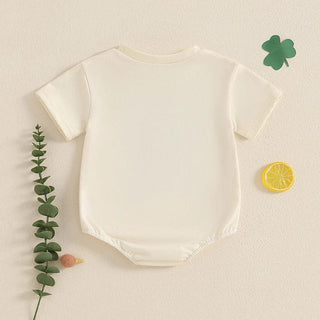 Baby Boys One Lucky Dude St. Patrick's Day Letters Shamrock Romper Infant Irish Clothes Short Sleeve Jumpsuit Baby & Toddler Outfits August + Willow Color: Beige Kid Size: 0-3M Ships From: United States