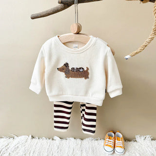 French Fres Stripe Play Set RYAN AND REMI Color: Khaki Kid Size: 6-9M