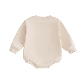 Baby Boys Pushin' My Luck Romper Letter Shamrock Tractor Print Long Sleeve Crew Neck Bubble Jumpsuit Baby & Toddler Outfits August + Willow Color: Beige Kid Size: 0-3M Ships From: United States