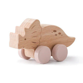 Beech Wooden Dinosaur On Wheels RYAN AND REMI Color: Triceratops