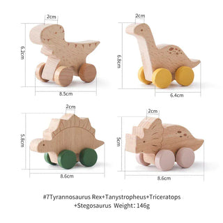 Beech Wooden Dinosaur On Wheels RYAN AND REMI Color: Tyrannosaurus Rex