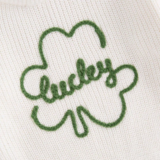 Baby Toddler Kids Boys Girls Lucky Knit Sweater Long Sleeve Round Neck Shamrock Letter Embroidery Pullover Spring St. Patrick's Day Top Baby & Toddler Outfits August + Willow Color: PURPLE Kid Size: 4-5 Years Ships From: United States