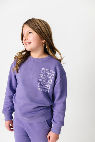 Eternal Life Purple Fleece Crewneck Sweatshirt Sweater Holy Pals Size: 02