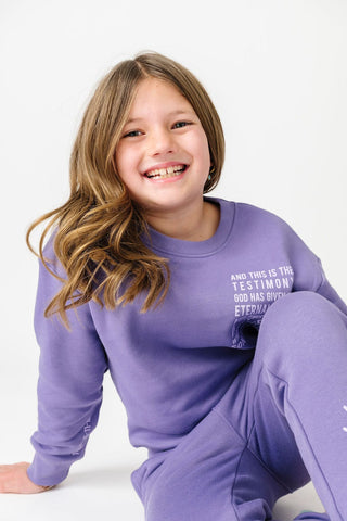 Eternal Life Purple Fleece Crewneck Sweatshirt Sweater Holy Pals Size: 02
