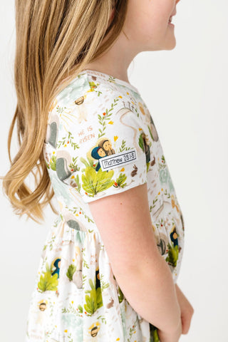 He Is Risen Cotton Short Sleeve Twirl Dress Dress Holy Pals Size: 02