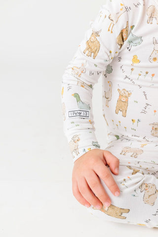 New Birth Bamboo Long Sleeve Pajama Set Two Piece Holy Pals Size: 02