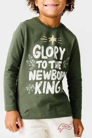 Kids Newborn King Green T-Shirt Cotton | Long Sleeve
