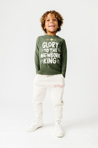 Kids Newborn King Green T-Shirt Cotton | Long Sleeve