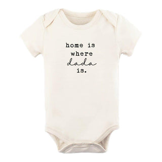 Organic Cotton Short Sleeve Bodysuit - Home is Where Dada Is Short Sleeve Onesie Tenth & Pine Color: Black Size: 0-3M