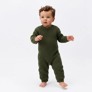 Baby Knit Romper Snap Closure in Forest Green