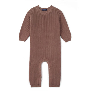 Baby Knit Romper Snap Closure in Mocha