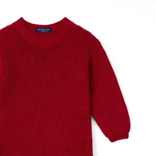 Baby Knit Romper Snap Closure in Red Xmas