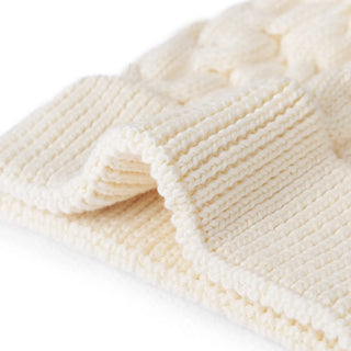 Cable Knit Pom Beanie in Cream