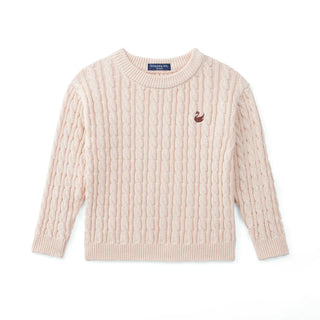 Classic Cable Knit Baby Sweater in Beige