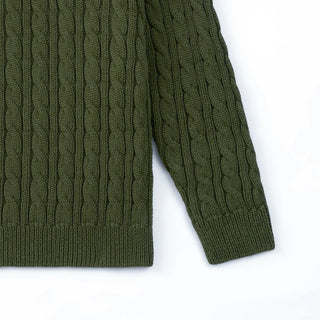 Classic Cable Knit Baby Sweater in Forest Green