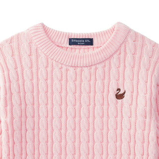 Classic Cable Knit Baby Sweater in Pink