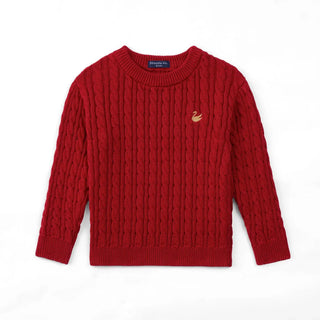 Classic Cable Knit Baby Sweater in Red Xmas