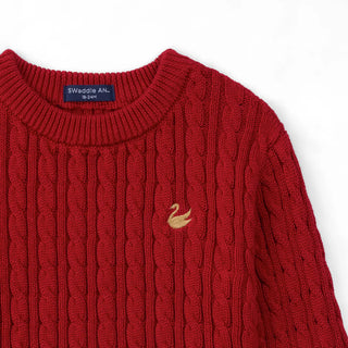 Classic Cable Knit Baby Sweater in Red Xmas
