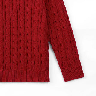 Classic Cable Knit Baby Sweater in Red Xmas