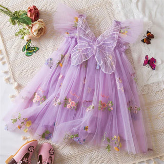 Floral Butterfly Tulle Dress RYAN AND REMI Color: Purple Kid Size: 9-12M