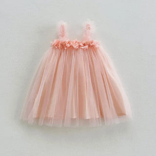 3D Flower Mesh Dress RYAN AND REMI Color: pink Kid Size: 12M