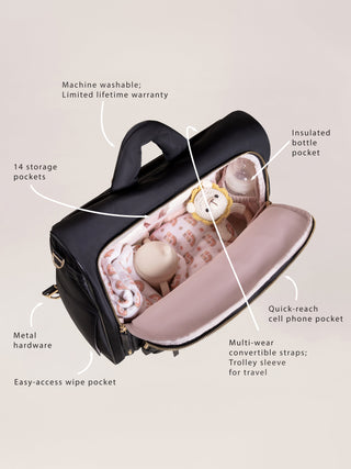 Satchel Diaper Bag - Black Satchel JuJuBe