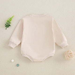 Baby Boys Pushin' My Luck Romper Letter Shamrock Tractor Print Long Sleeve Crew Neck Bubble Jumpsuit Baby & Toddler Outfits August + Willow Color: Beige Kid Size: 0-3M Ships From: United States