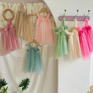 3D Flower Mesh Dress RYAN AND REMI Color: rose Kid Size: 12M