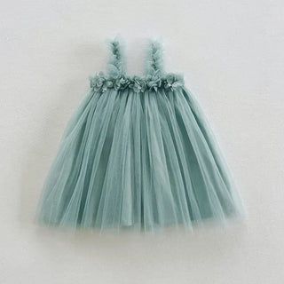 3D Flower Mesh Dress RYAN AND REMI Color: blue Kid Size: 12M