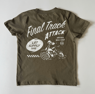 Final Track Attack Tee - Military GreenT-ShirtLITTLE RAD THINGSSize: 12/18M