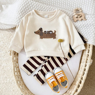 French Fres Stripe Play Set RYAN AND REMI Color: Khaki Kid Size: 6-9M