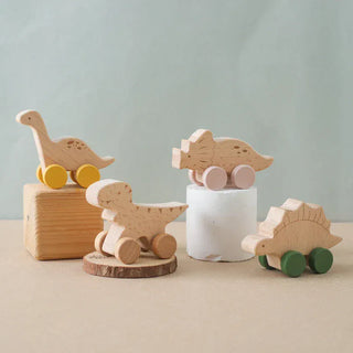 Beech Wooden Dinosaur On Wheels RYAN AND REMI Color: Tyrannosaurus Rex