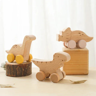 Beech Wooden Dinosaur On Wheels RYAN AND REMI Color: Tyrannosaurus Rex
