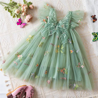 Floral Butterfly Tulle Dress RYAN AND REMI Color: Green Kid Size: 9-12M
