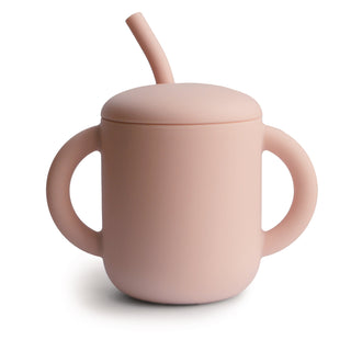 Silicone Training Cup + StrawSippy CupsMushieColor: Blush