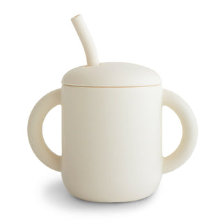 Silicone Training Cup + StrawSippy CupsMushieColor: Ivory