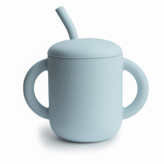 Silicone Training Cup + StrawSippy CupsMushieColor: Powder Blue