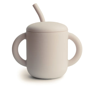 Silicone Training Cup + StrawSippy CupsMushieColor: Shifting Sand