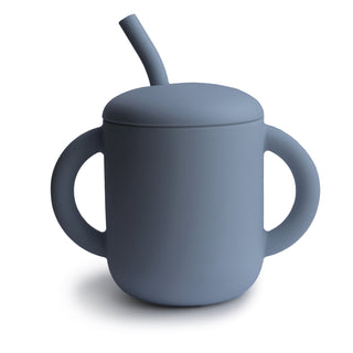 Silicone Training Cup + StrawSippy CupsMushieColor: Tradewinds