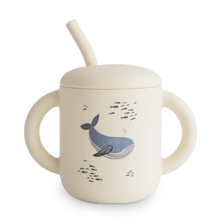 Silicone Training Cup + StrawSippy CupsMushieColor: Whales