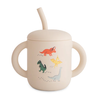 Silicone Training Cup + StrawSippy CupsMushieColor: Dinosaurs