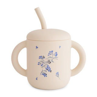 Silicone Training Cup + StrawSippy CupsMushieColor: Lilac Flowers
