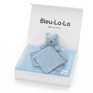 Blanket and Lovey Security Blanket Organic Cotton Gift Set Bleu La La Color: Bear - Sky Blue