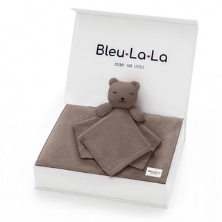 Blanket and Lovey Security Blanket Organic Cotton Gift Set Bleu La La Color: Bear - Milk Chocolate