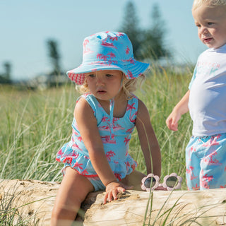 Snapper Rock Girl's Sustainable Reversible Bucket Hat - Lighthouse Island