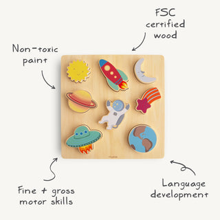 Wooden Space Puzzle Wooden Puzzle Mushie