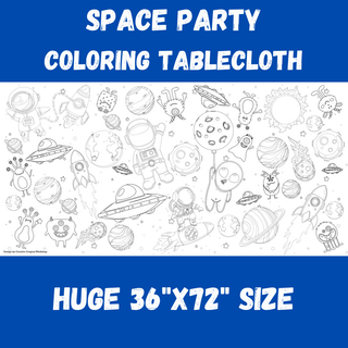 Space Coloring Tablecloth Party Supplies Creative Crayons Workshop Style: Non-personalized Space Images Only