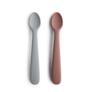 Silicone Feeding Spoons 2-Packsilicone tablewareMushieColor: Stone/Cloudy Mauve