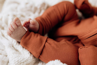 Solid Bamboo Convertible Footie Romper - Rust Ribbed Baby & Toddler Sleepwear