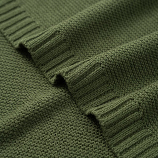 Classic Knit Cotton Baby Blanket in Forest Green